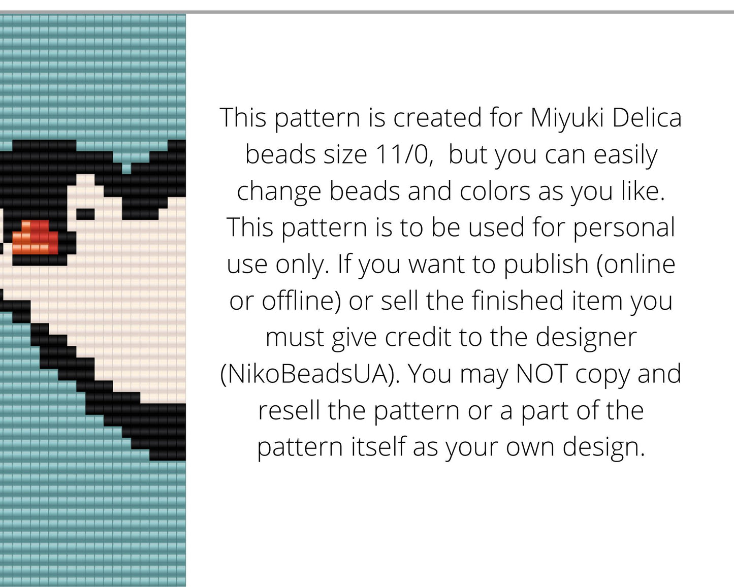 Penguin Loom pattern for beaded bracelet