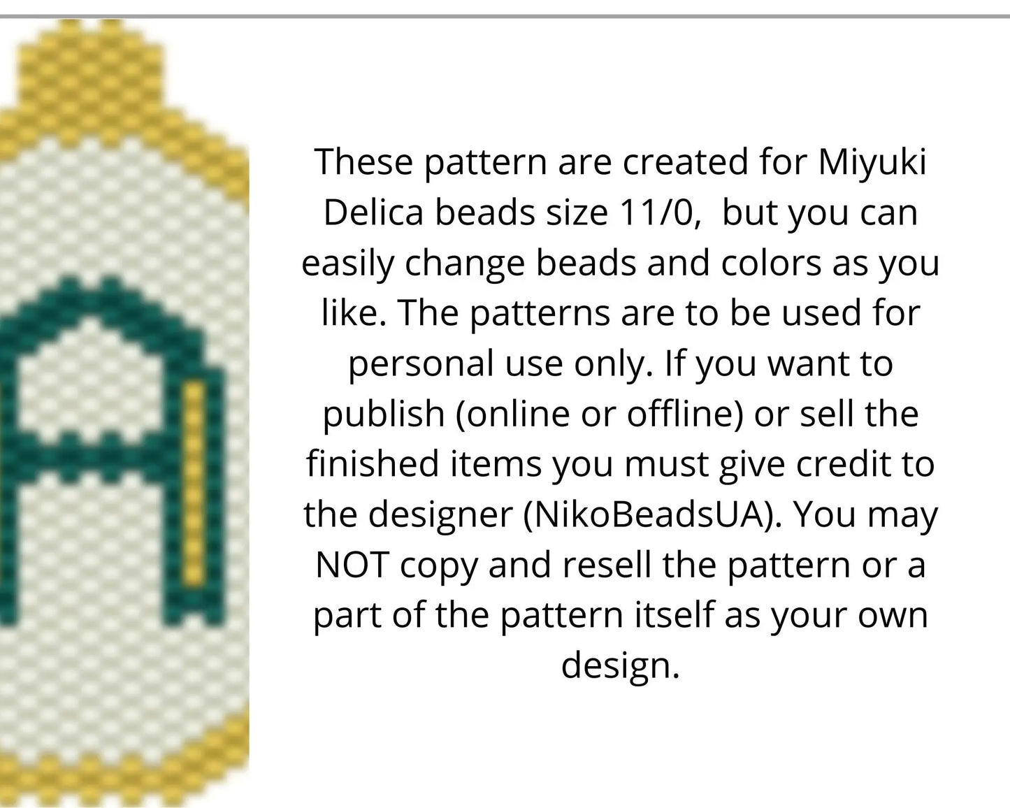 Set of 26 Alphabet Brick Stitch patterns for beaded ornaments NikoBeadsUA