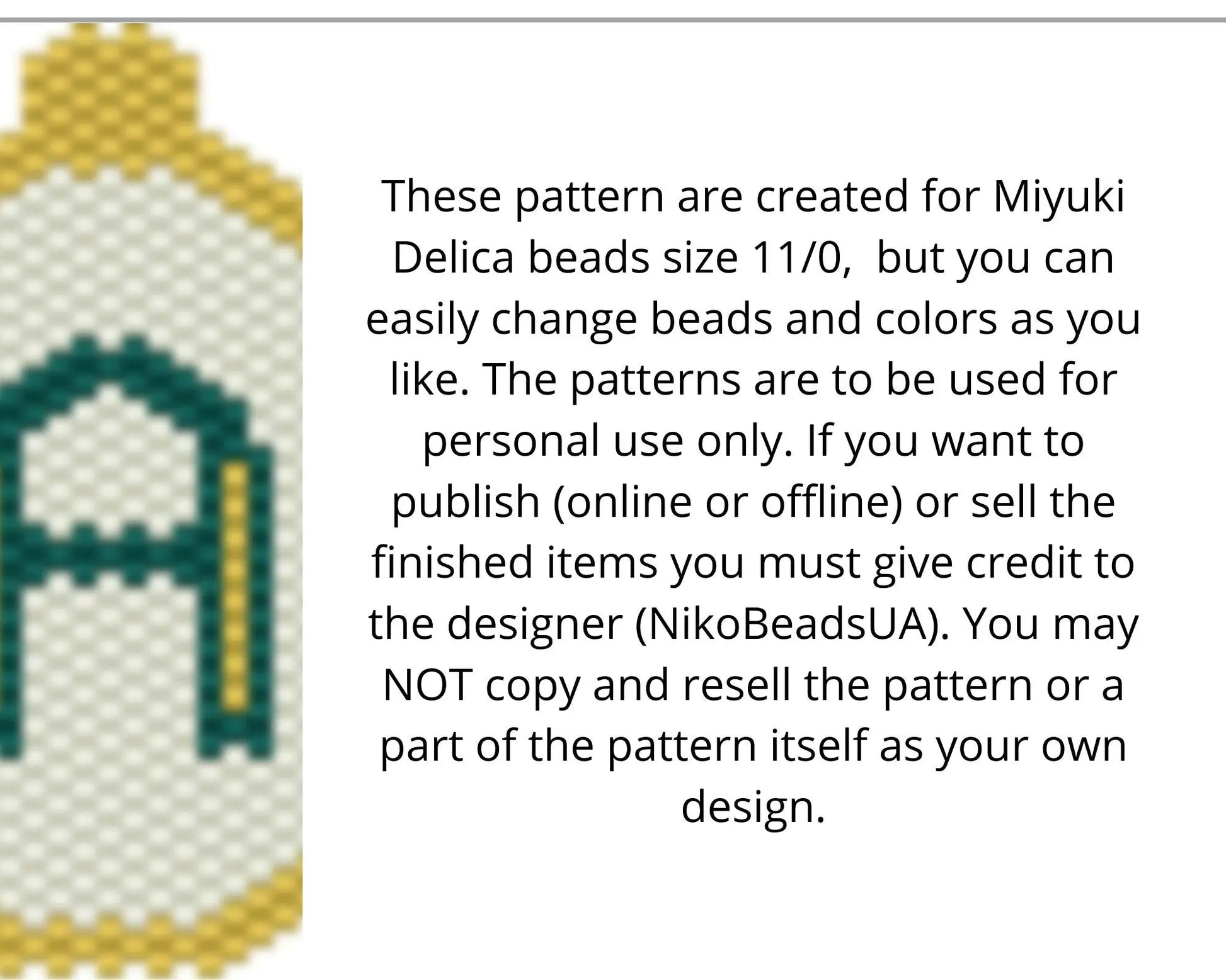 Set of 26 Alphabet Brick Stitch patterns for beaded ornaments NikoBeadsUA