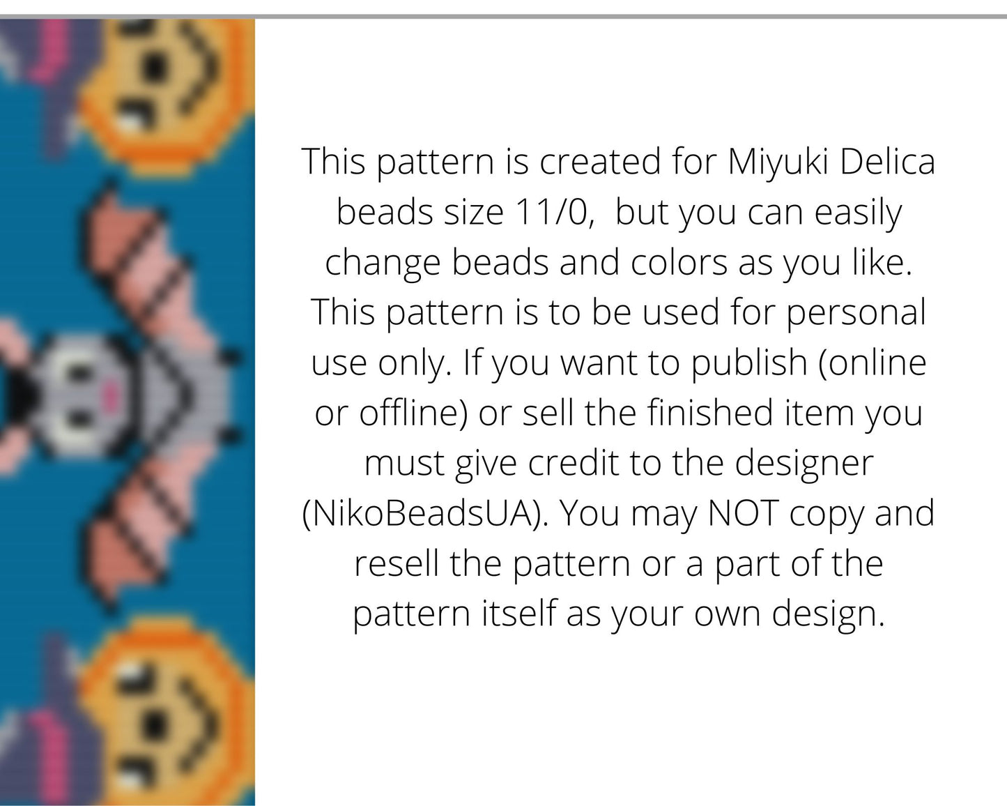 Halloween Bat & Pumpkin peyote and loom patterns for beaded bracelet