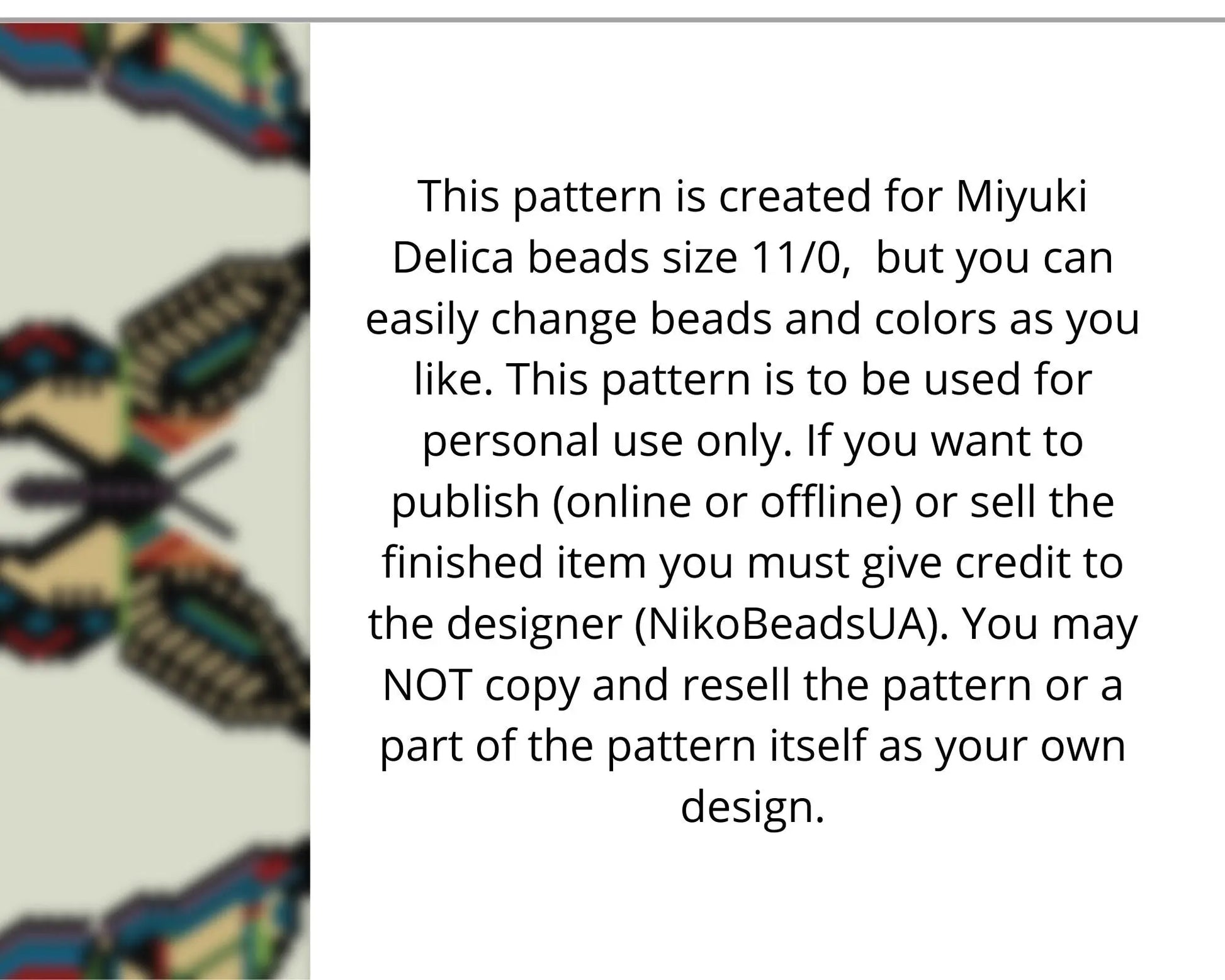 Butterflies even peyote pattern for beaded bracelet NikoBeadsUA