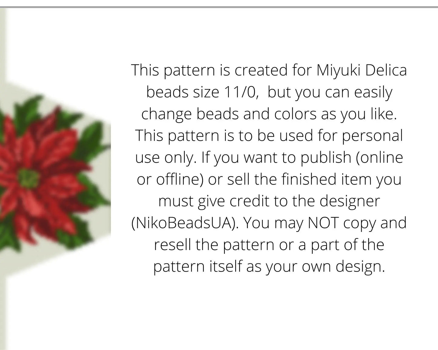 Poinsettia Beaded Loom Fringe Necklace Pattern NikoBeadsUA