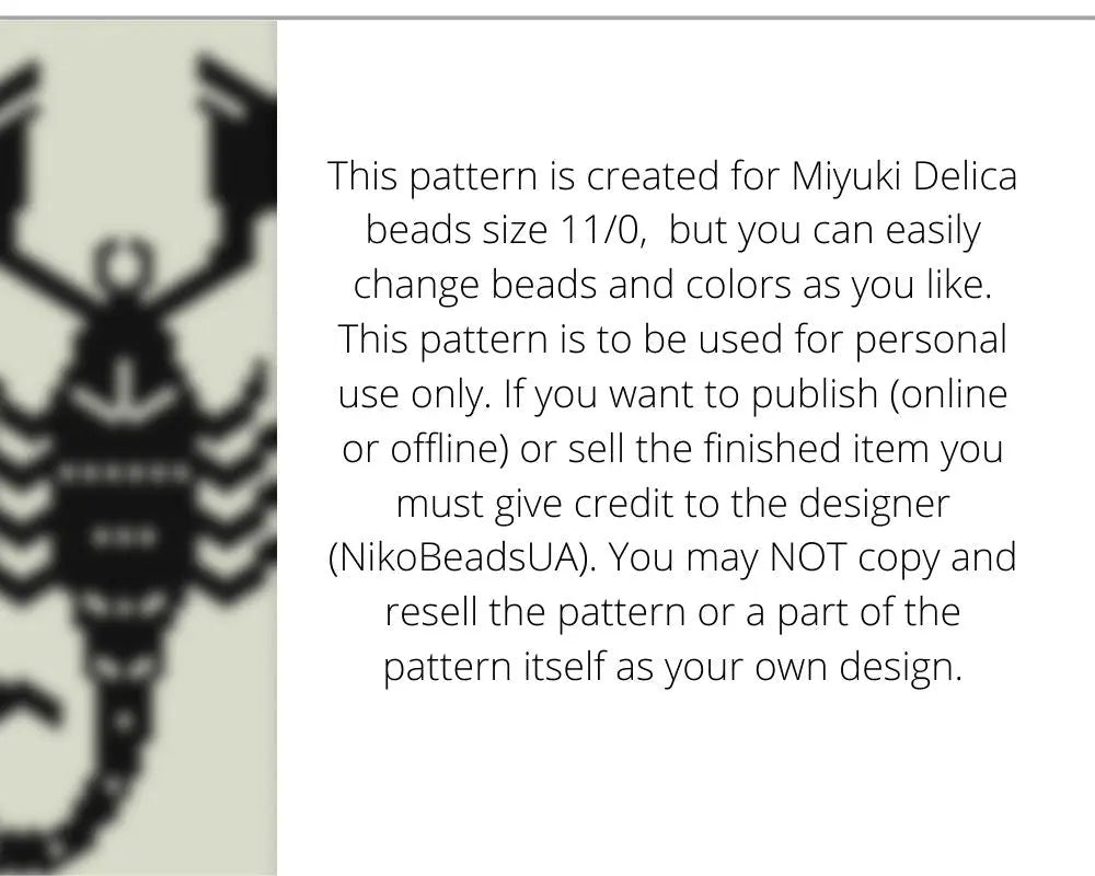 Scorpio even peyote pattern for beaded bracelet NikoBeadsUA
