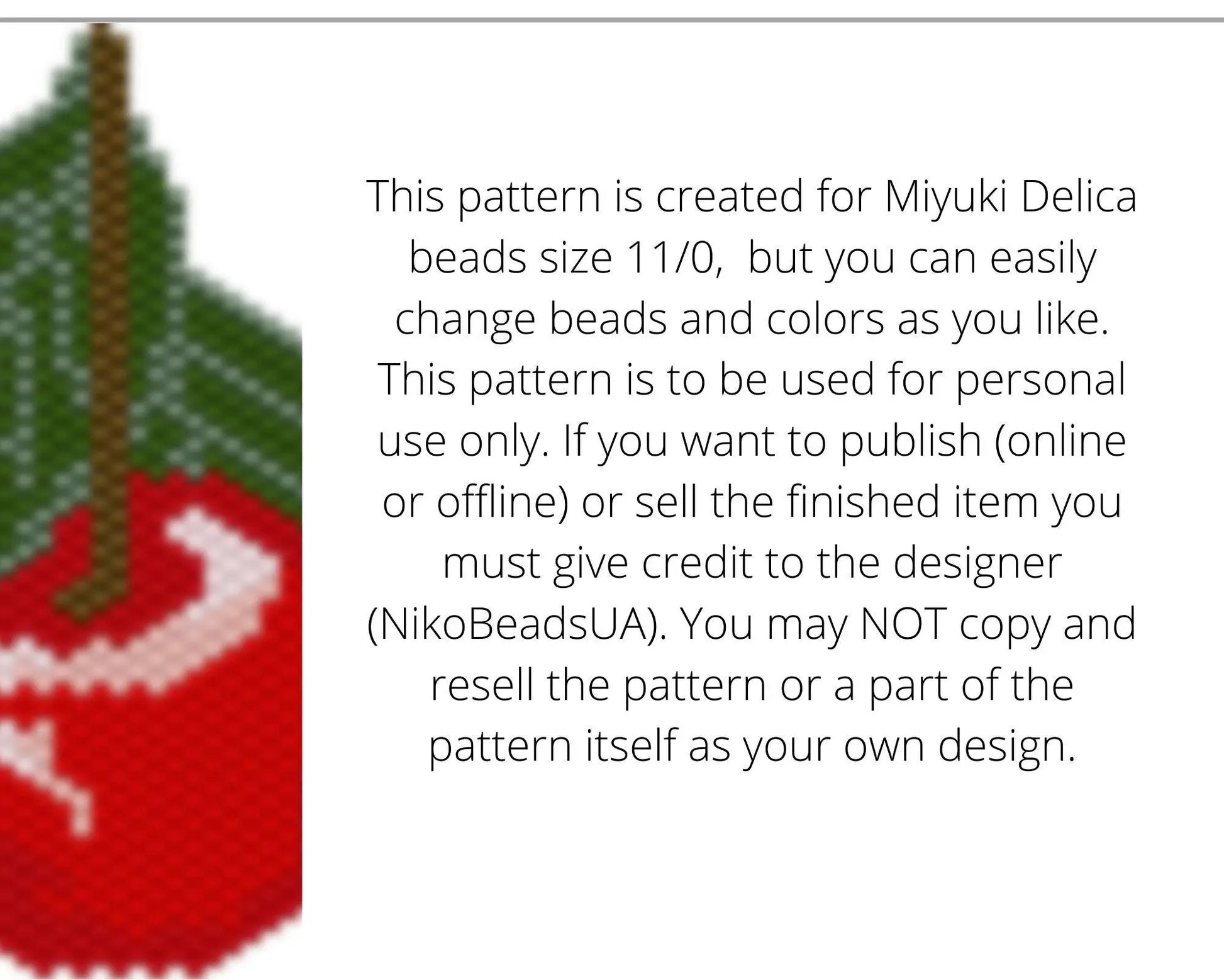 Cherry Brick Stitch pattern for beaded pendant and earrings - NikoBeadsUA