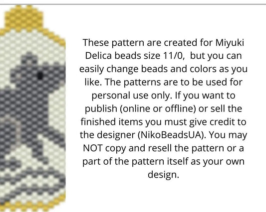 Set of 12 Chinese Zodiac Brick Stitch patterns for beaded ornaments NikoBeadsUA