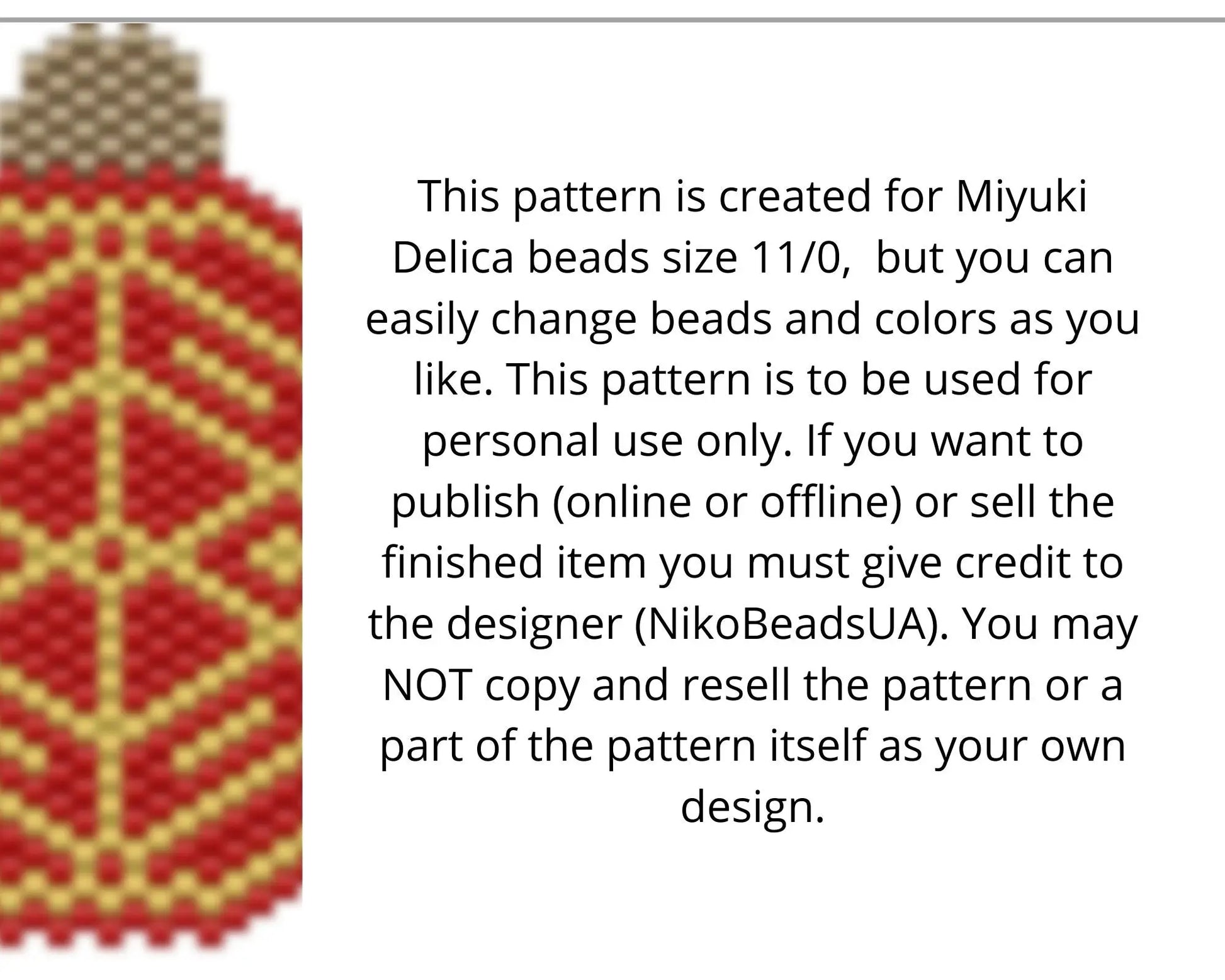 Christmas Ornament Brick Stitch pattern for beaded pendant and earrings NikoBeadsUA