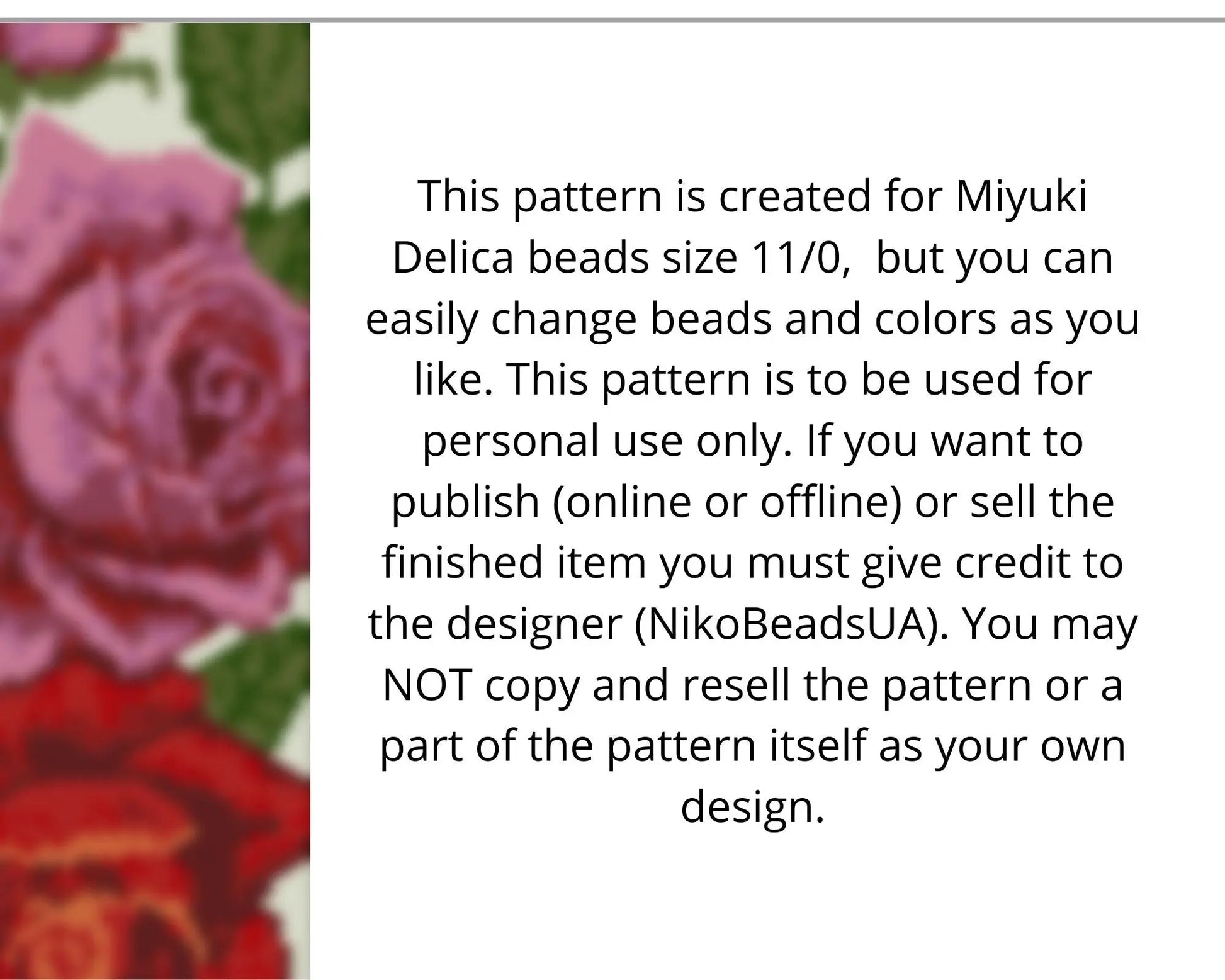 Tender Roses even peyote pattern for beaded bracelet NikoBeadsUA