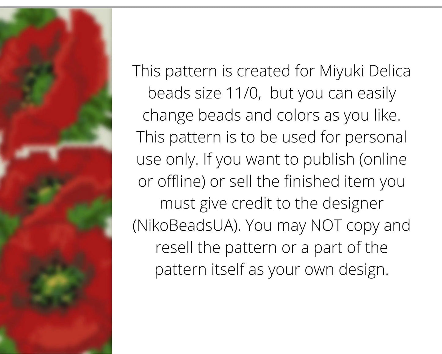 Poppy even peyote pattern for beaded bracelet - NikoBeadsUA