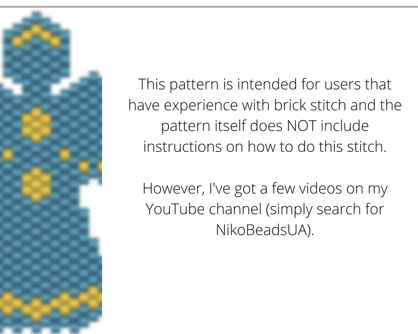 Christmas Angel Brick Stitch pattern for beaded pendant and earrings NikoBeadsUA