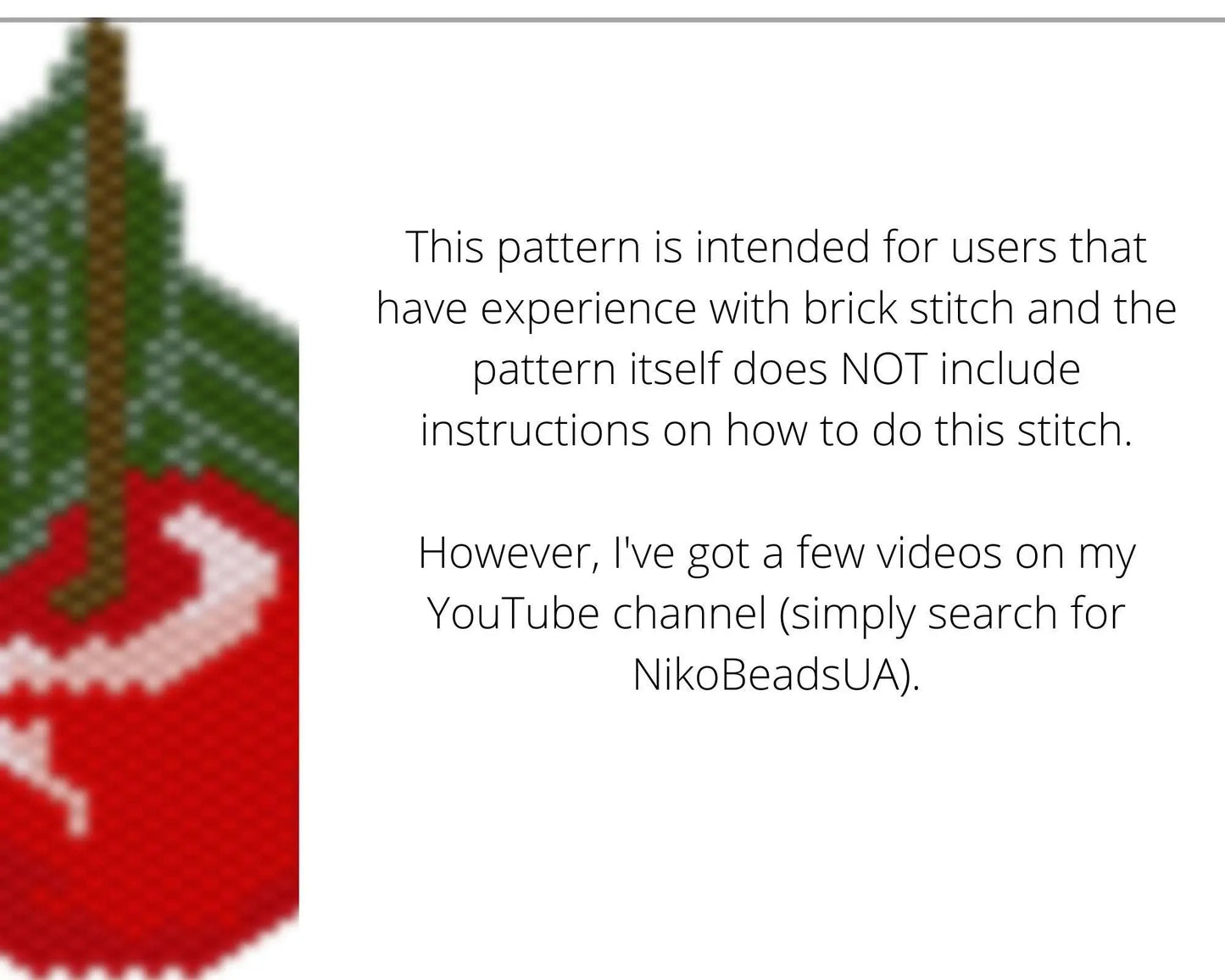 Cherry Brick Stitch pattern for beaded pendant and earrings - NikoBeadsUA