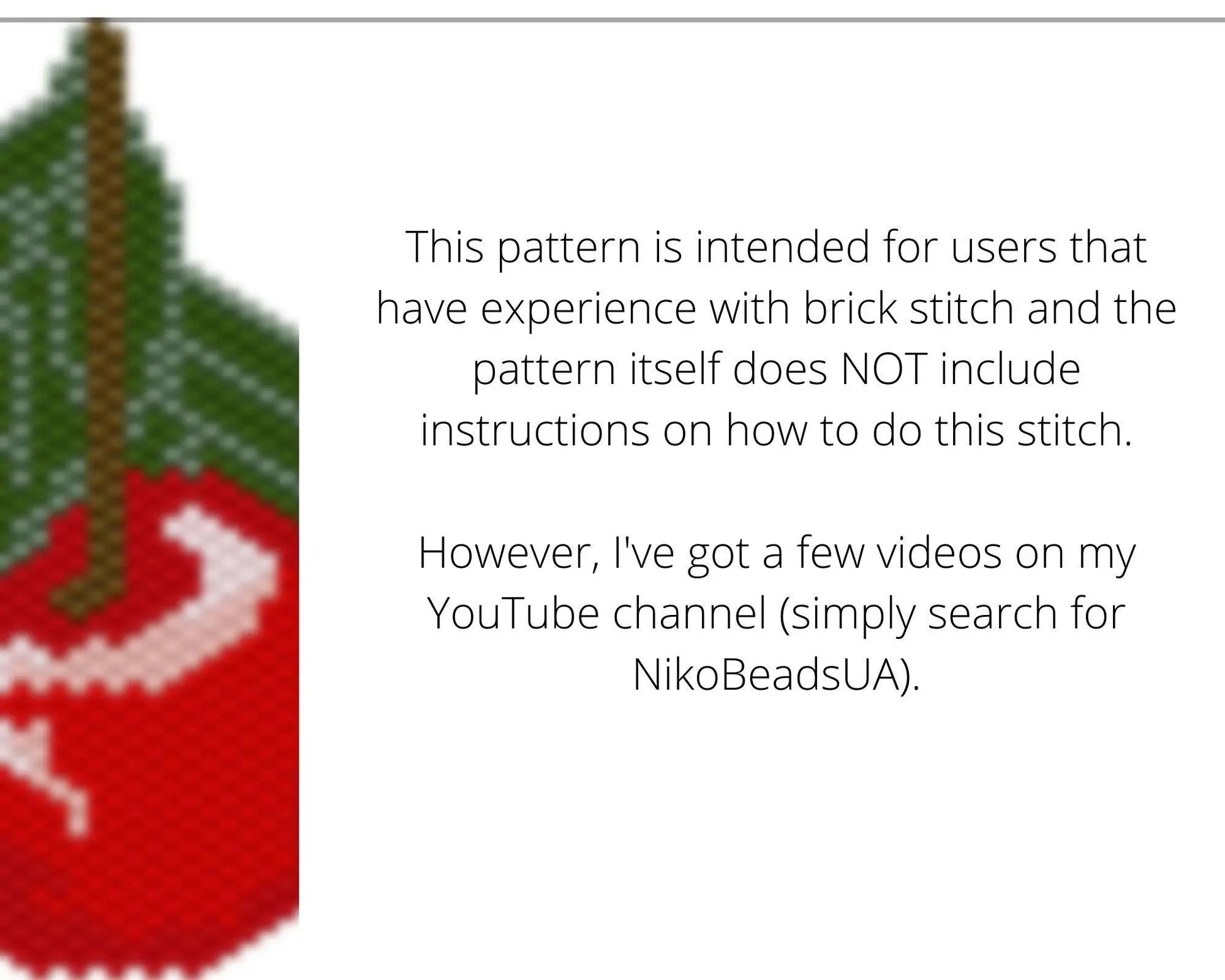 Cherry Brick Stitch pattern for beaded pendant and earrings - NikoBeadsUA