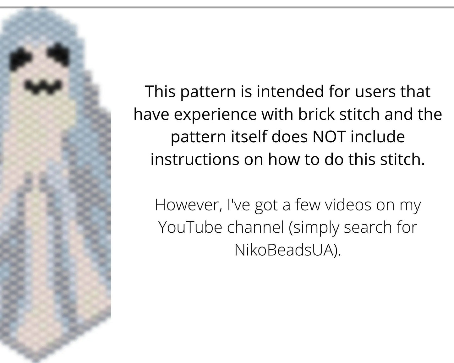 Ghost Brick Stitch pattern for beaded pendant and earrings - NikoBeadsUA