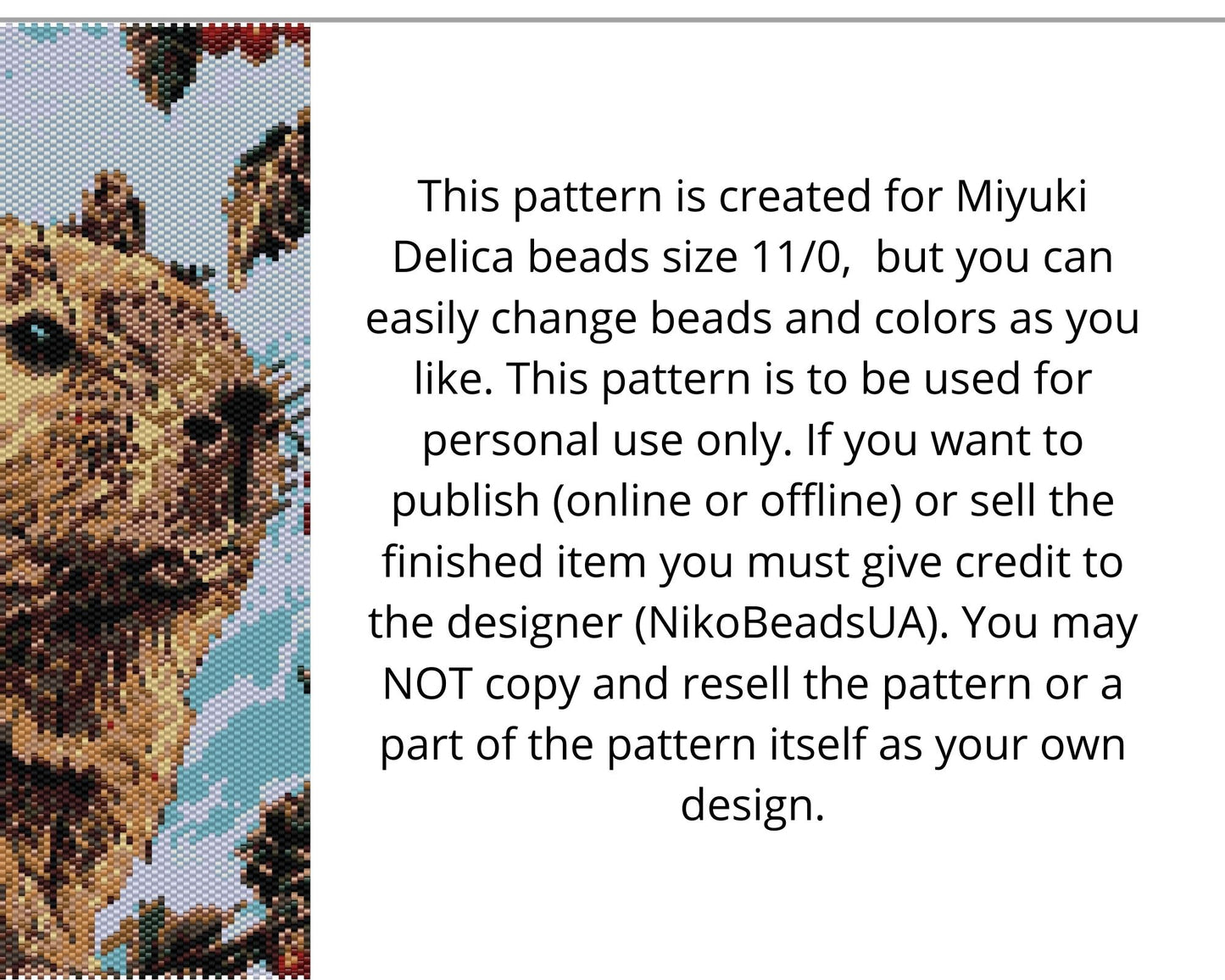 Capybara even peyote and loom patterns for beaded tapestry