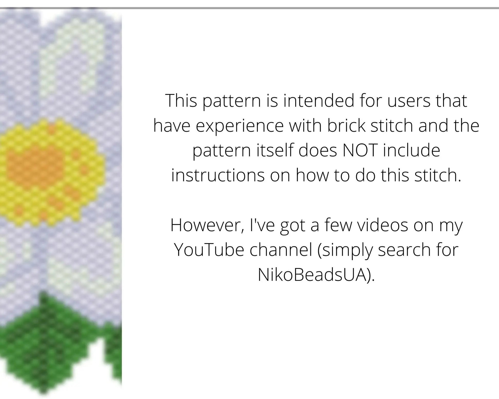Daisy Brick Stitch pattern for beaded pendant and earrings NikoBeadsUA