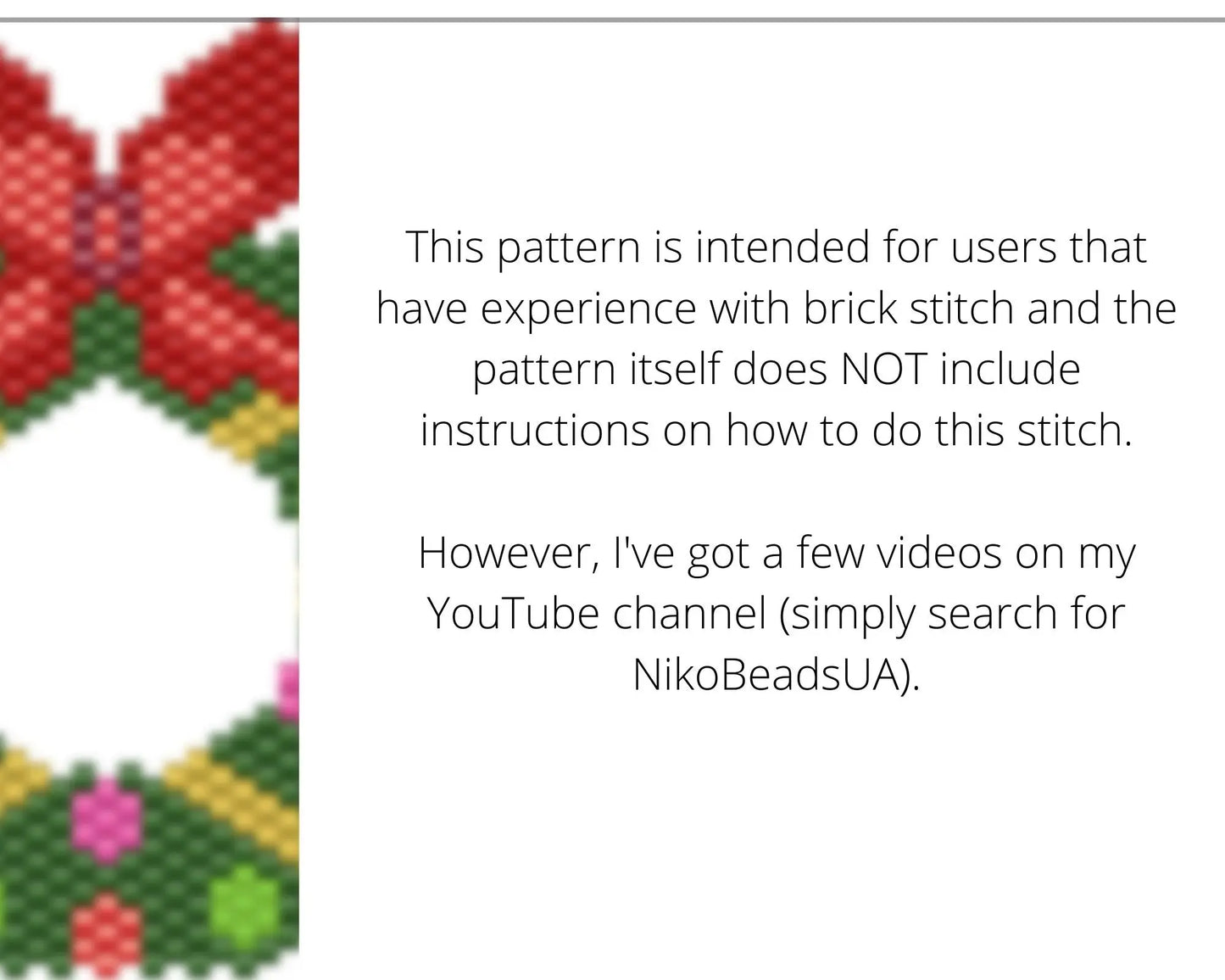 Christmas Wreath Brick Stitch pattern for beaded pendant and earrings NikoBeadsUA