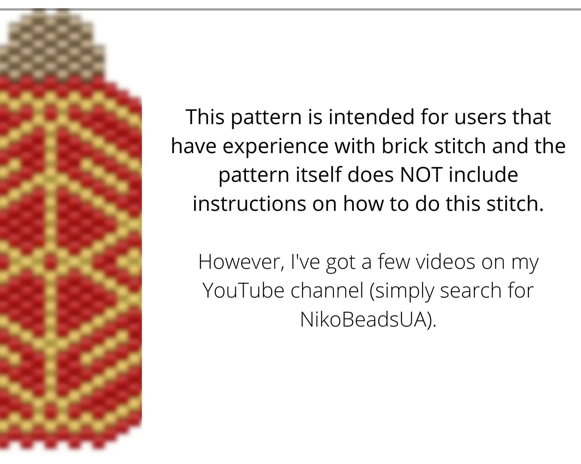 Christmas Ornament Brick Stitch pattern for beaded pendant and earrings NikoBeadsUA