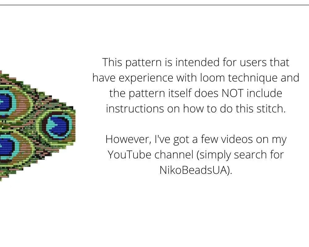 Peacock Fringe Loom pattern for beaded necklace NikoBeadsUA
