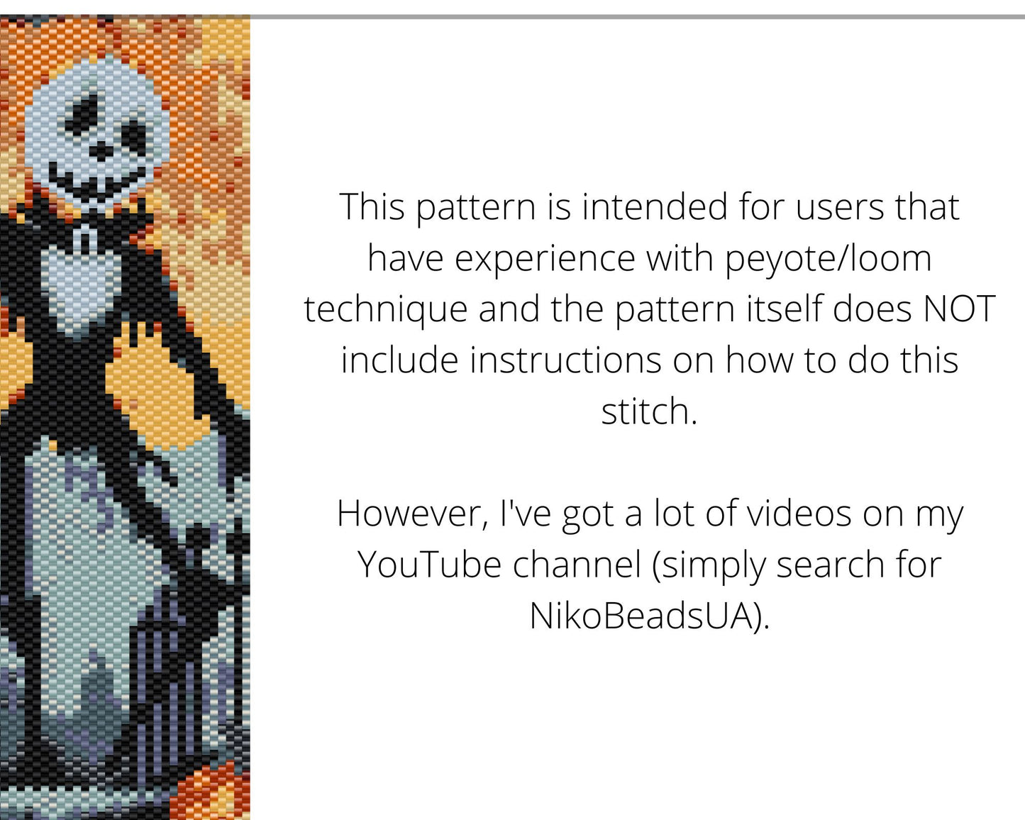 Skeleton even peyote and loom patterns for beaded bracelet or bookmark