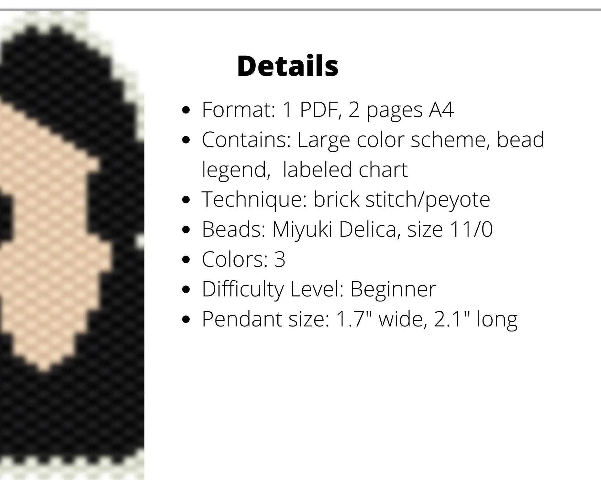 Lady in Hat Brick Stitch pattern for beaded pendant and earrings NikoBeadsUA