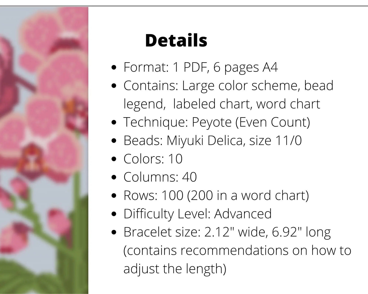 Orchid even peyote pattern for beaded bracelet NikoBeadsUA
