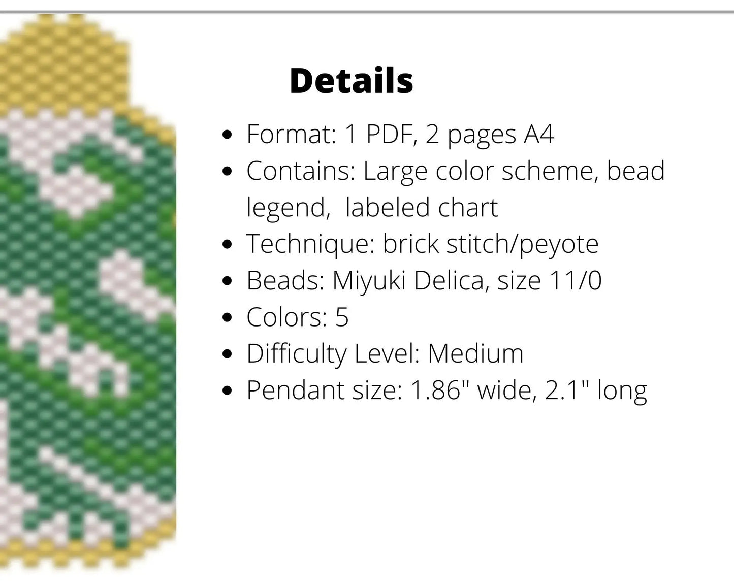 Dragon Brick Stitch pattern for beaded pendant and earrings NikoBeadsUA