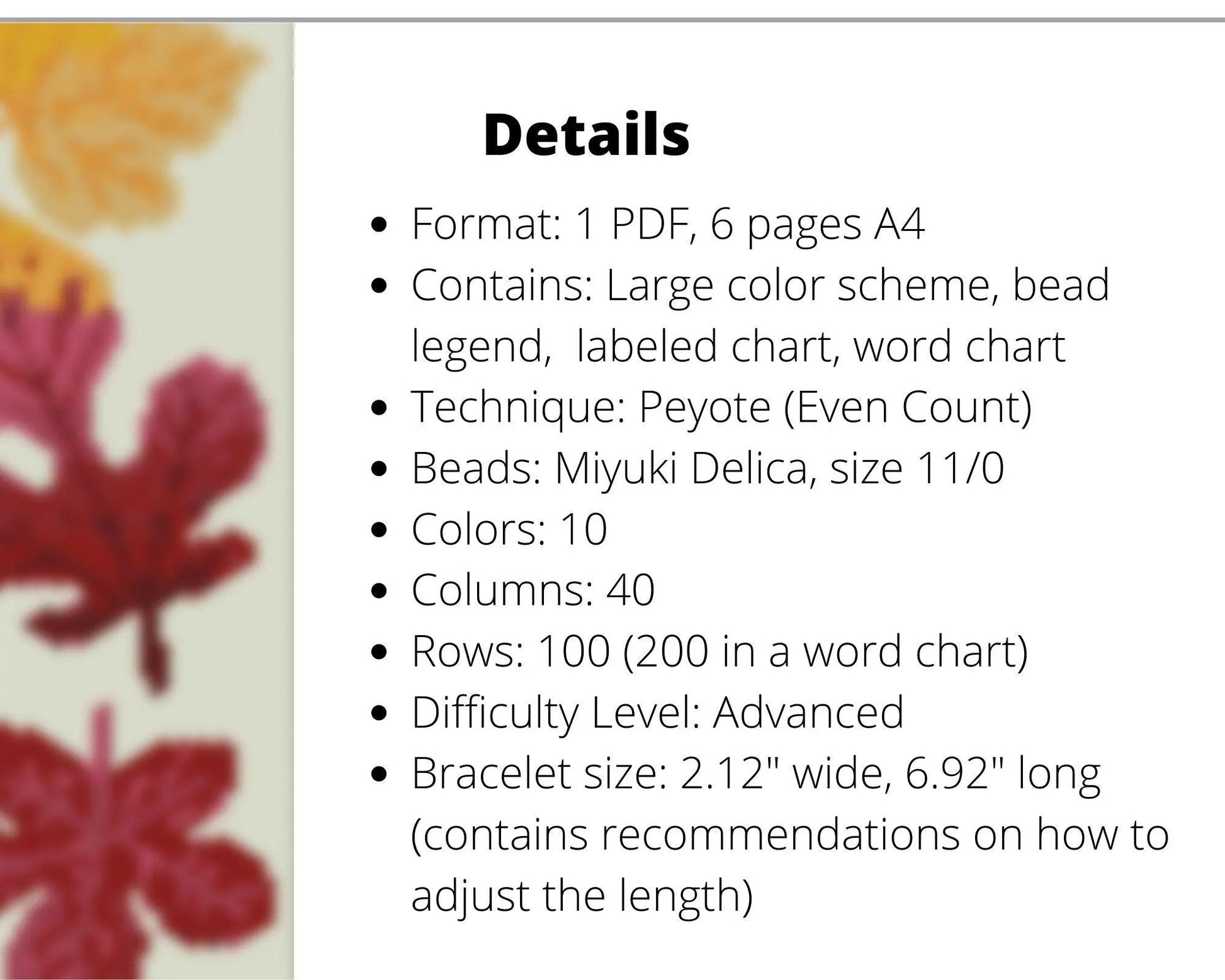 Autumn Leaves even peyote pattern for beaded bracelet - NikoBeadsUA