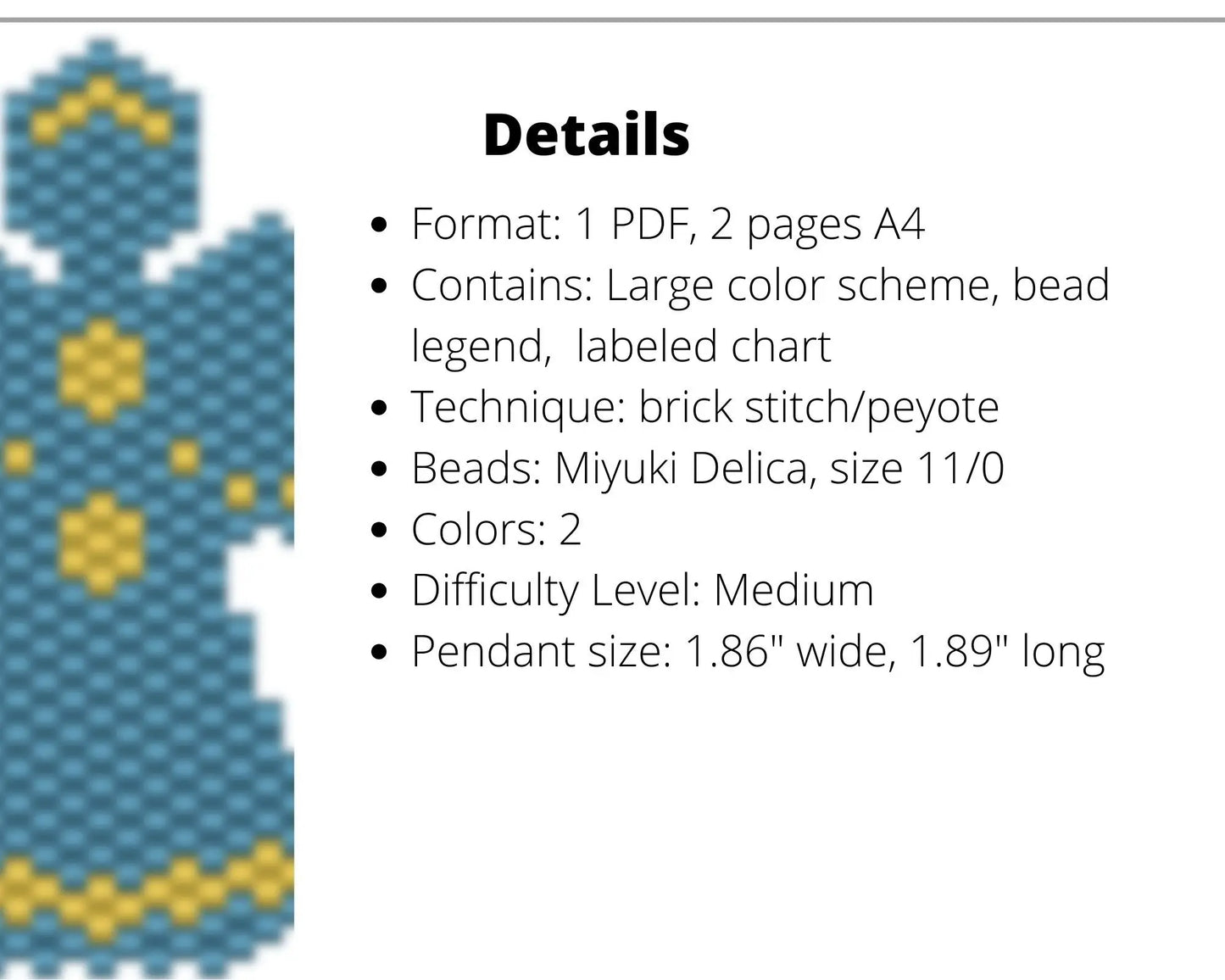 Christmas Angel Brick Stitch pattern for beaded pendant and earrings NikoBeadsUA