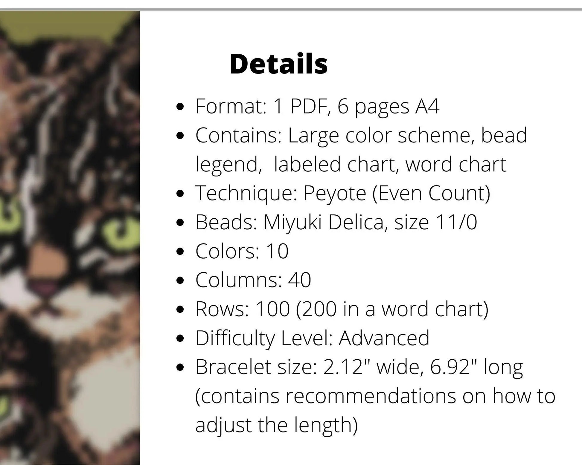 Kittens wide even peyote pattern for beaded bracelet - NikoBeadsUA