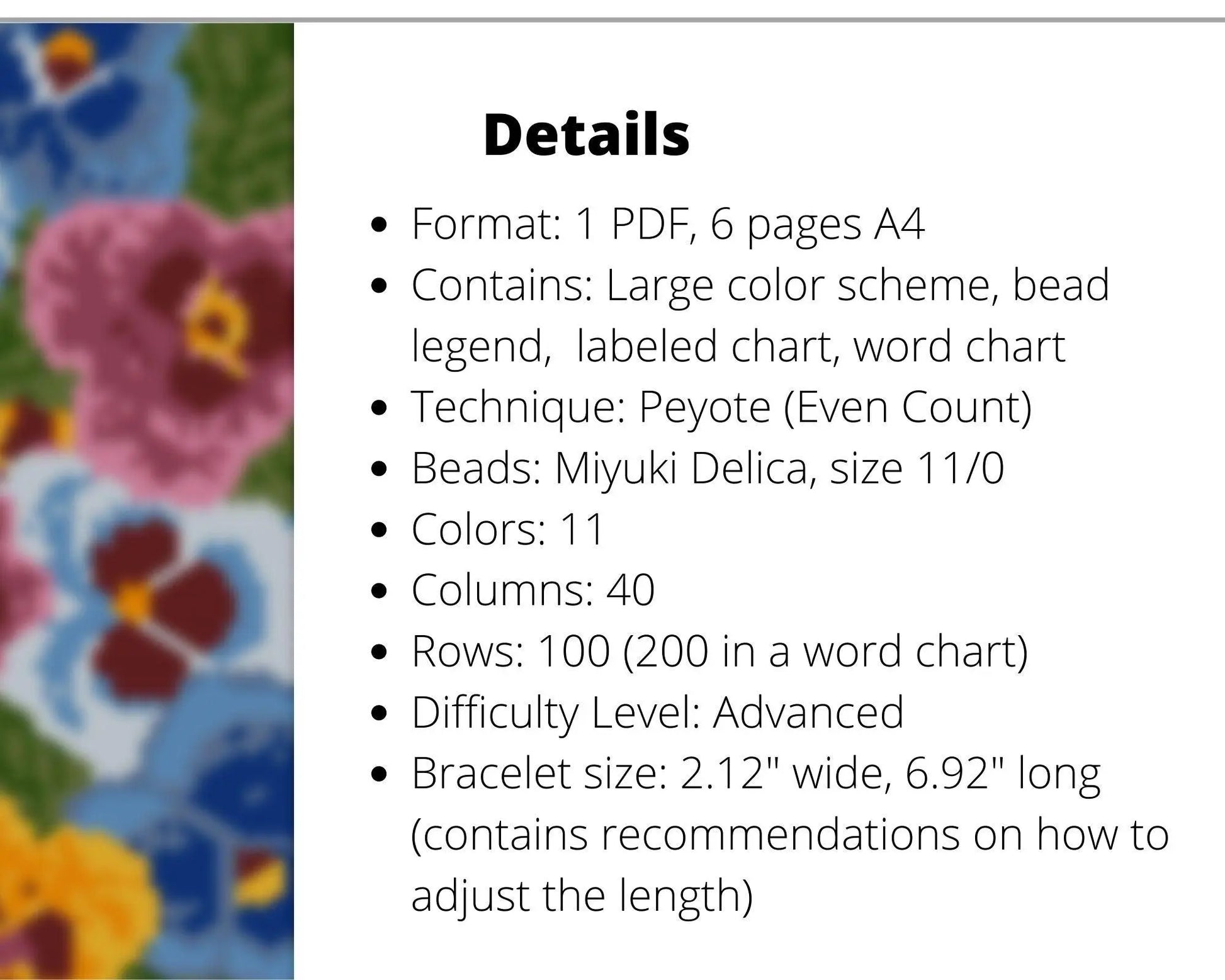 Viola even peyote pattern for beaded bracelet - NikoBeadsUA
