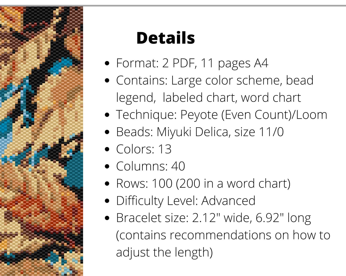 Autumn Leaves even peyote and loom patterns for beaded bracelet or bookmark