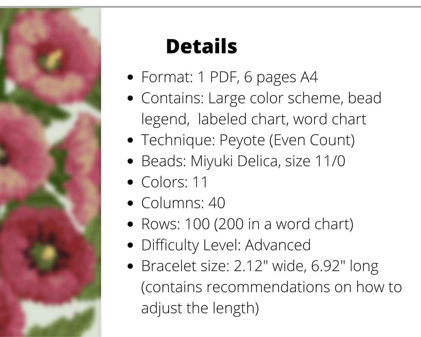 Mallow even peyote pattern for beaded bracelet - NikoBeadsUA