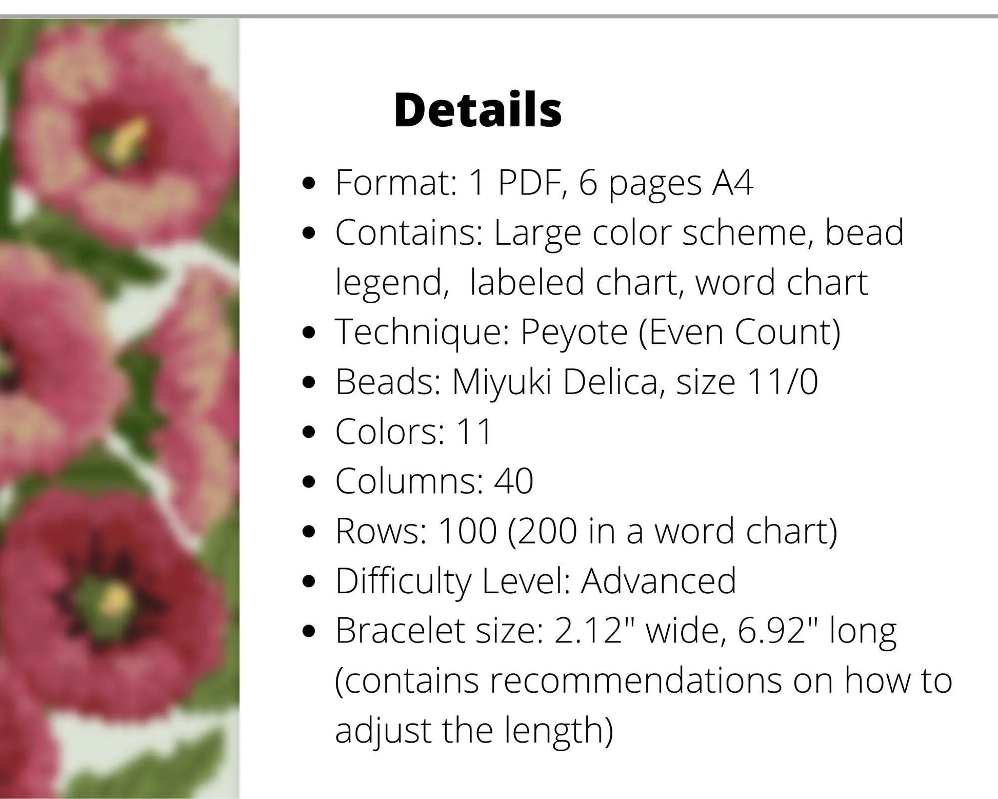 Mallow even peyote pattern for beaded bracelet - NikoBeadsUA