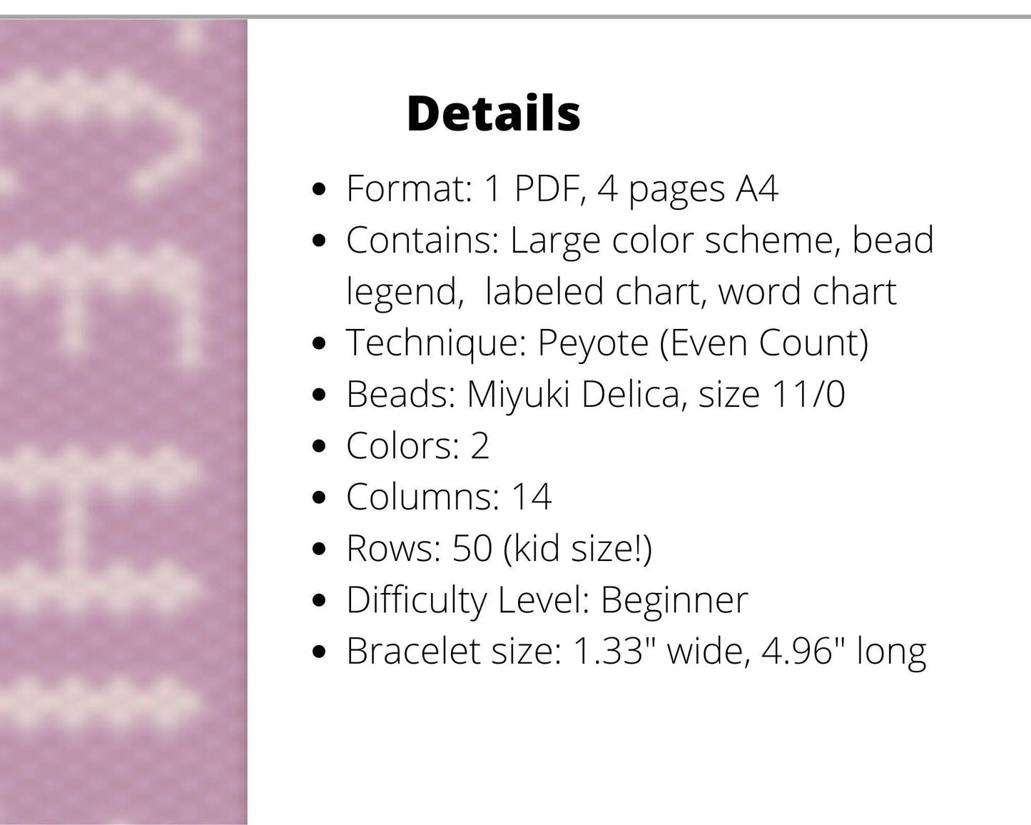"Ksenia" Kid's Name Bracelet Peyote Pattern - NikoBeadsUA