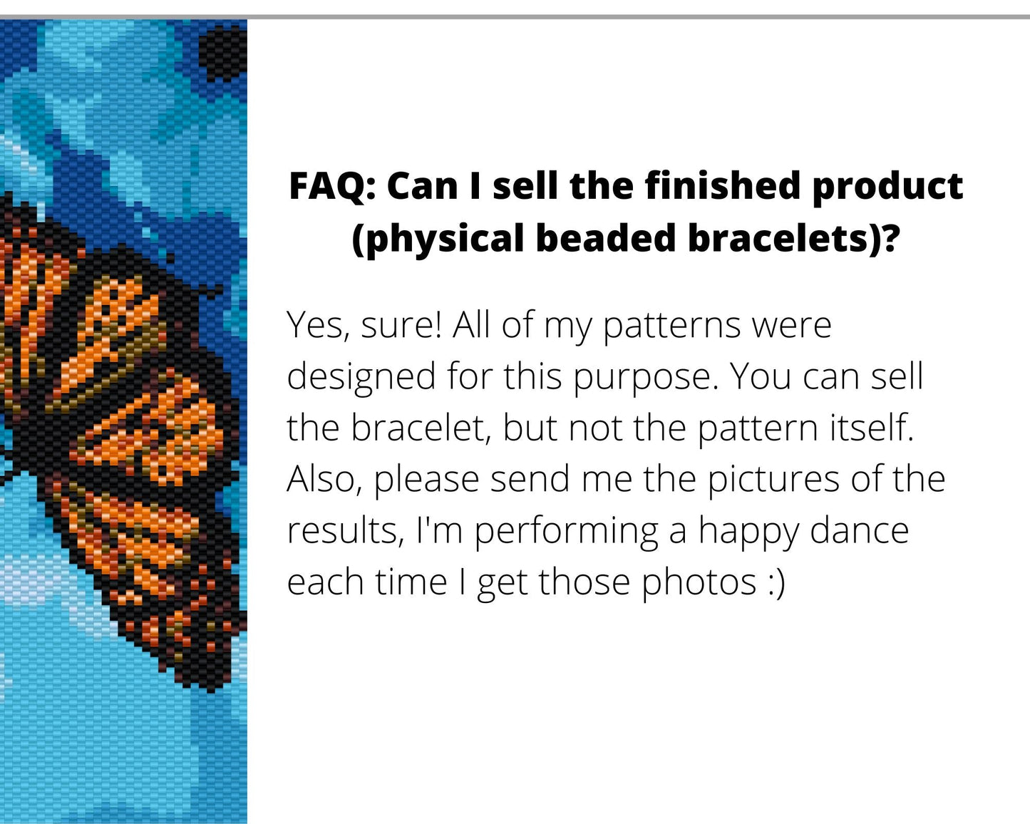 Butterfly in Blue Flowers even peyote and loom patterns for beaded bracelet or bookmark NikoBeadsUA