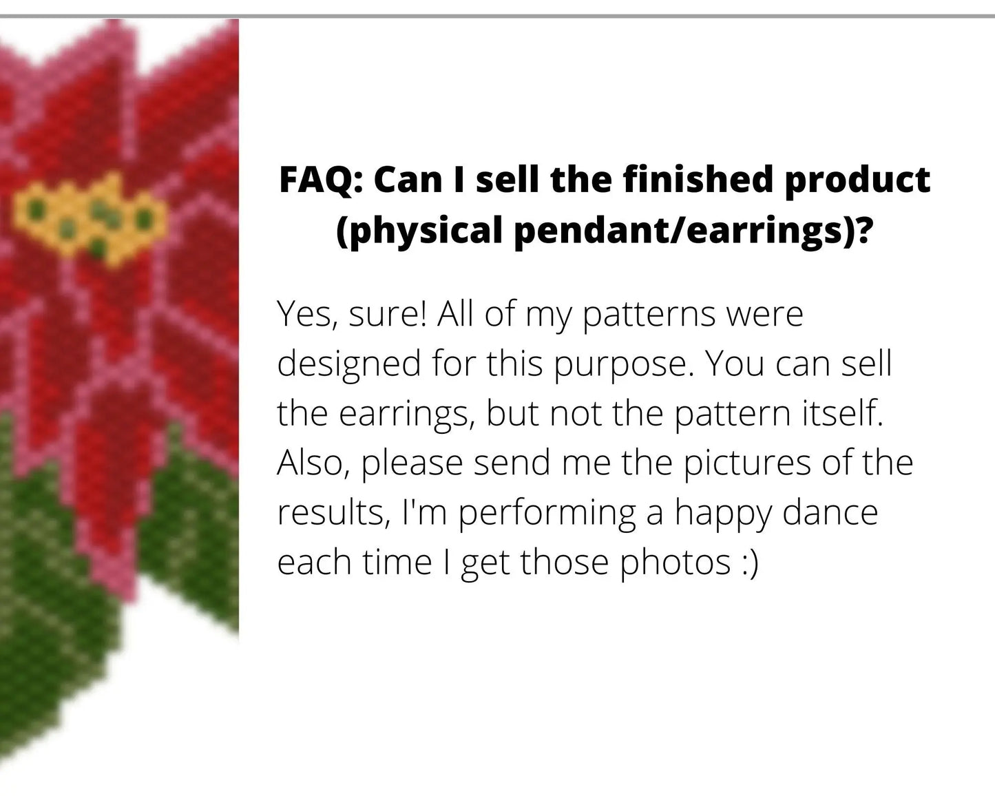 Poinsettia Brick Stitch pattern for beaded pendant and earrings NikoBeadsUA