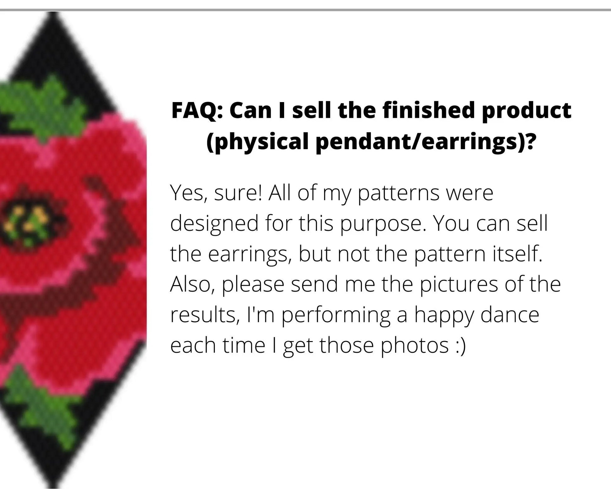 Poppy Brick Stitch pattern for beaded diamond pendant, earrings NikoBeadsUA