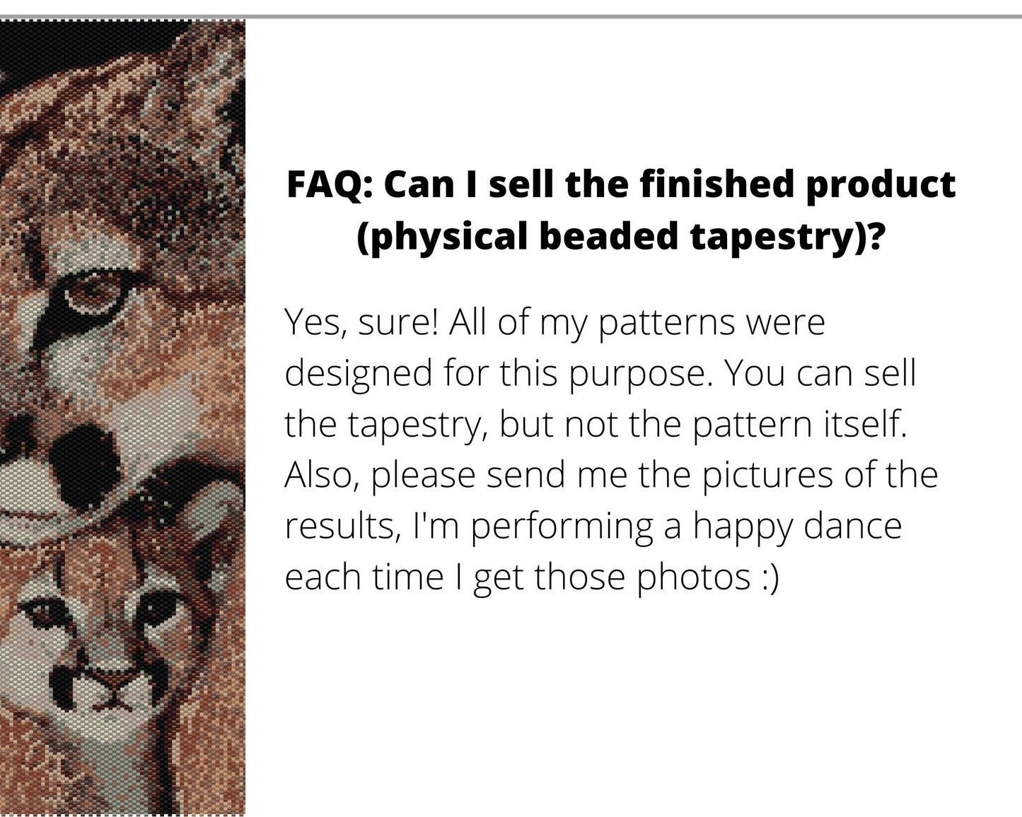 Puma and Cub even peyote and loom patterns for beaded tapestry