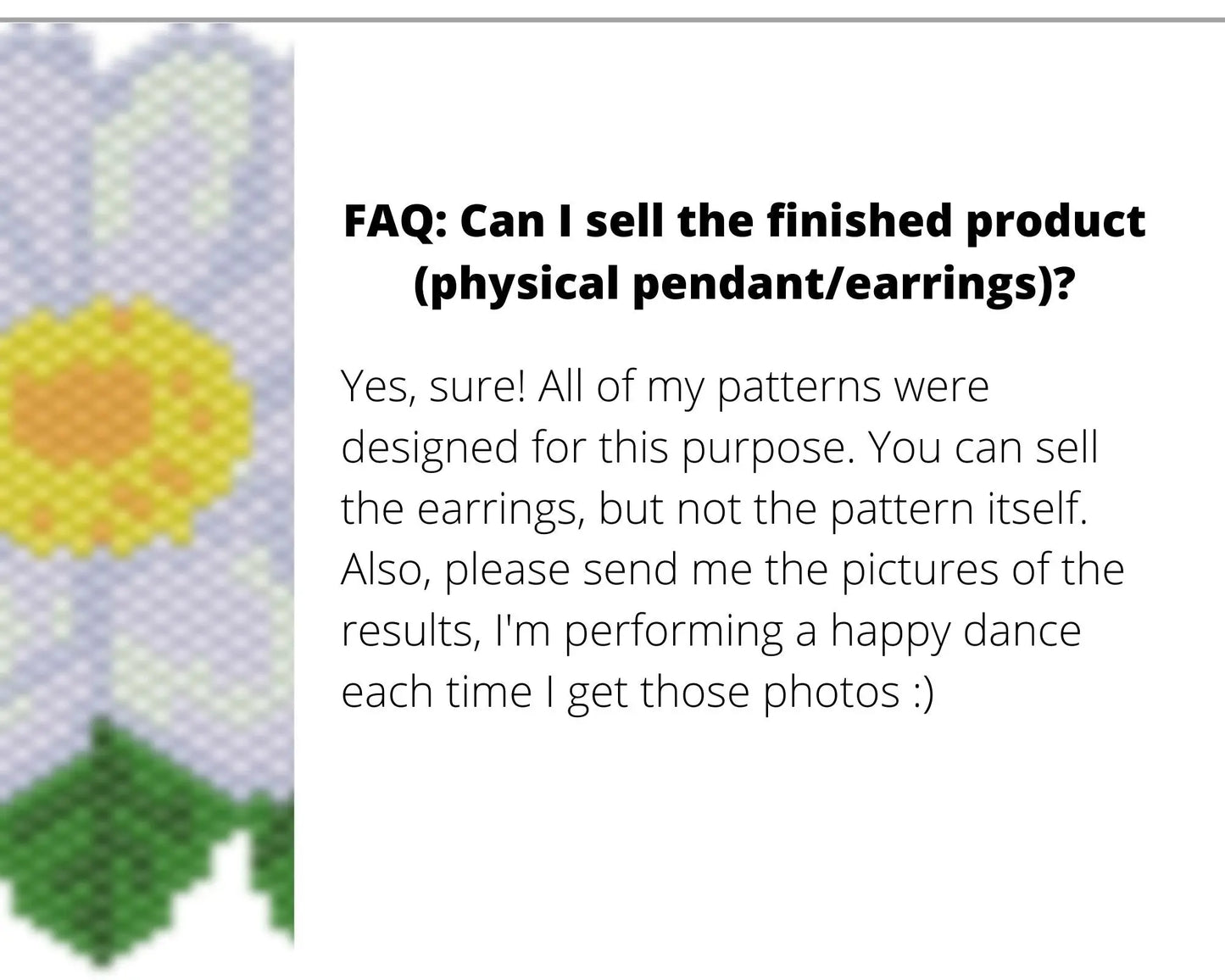 Daisy Brick Stitch pattern for beaded pendant and earrings NikoBeadsUA