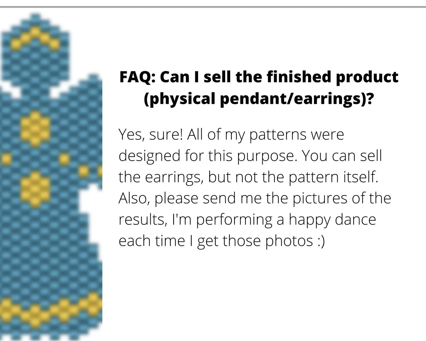 Christmas Angel Brick Stitch pattern for beaded pendant and earrings NikoBeadsUA