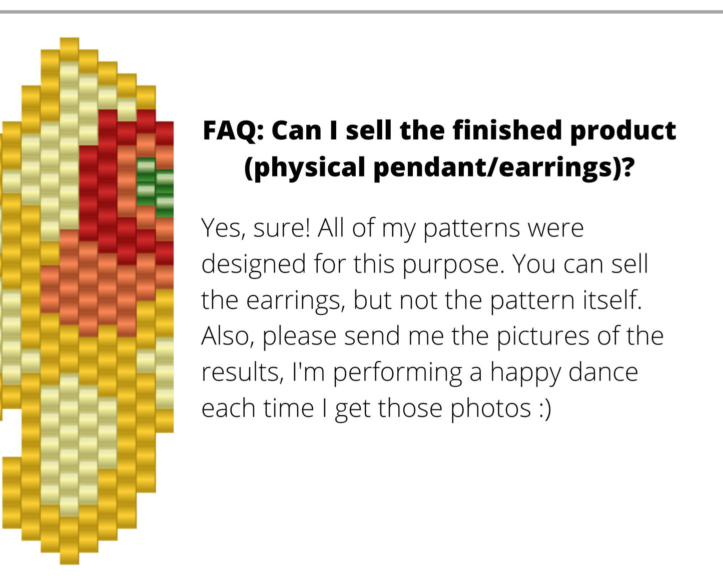 Daffodil Brick Stitch pattern for beaded pendant and earrings NikoBeadsUA