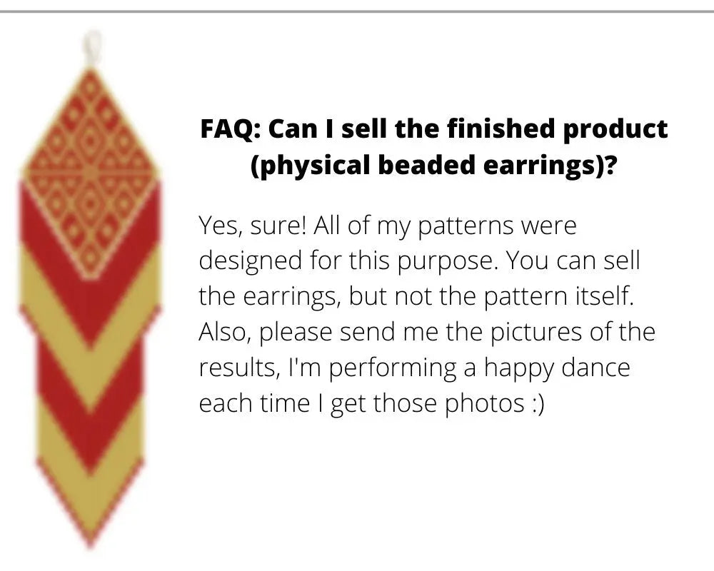 Red & Gold Brick Stitch pattern for fringe beaded earrings with diamond top NikoBeadsUA