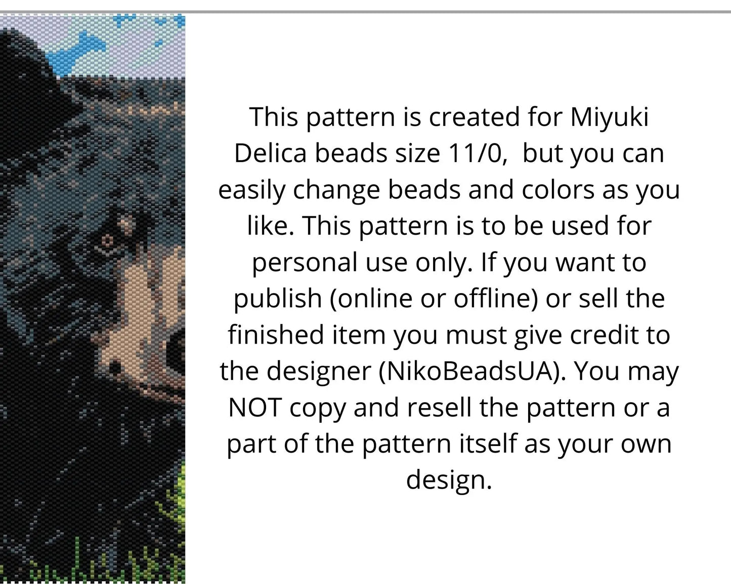 Black Bear even peyote pattern for beaded tapestry NikoBeadsUA