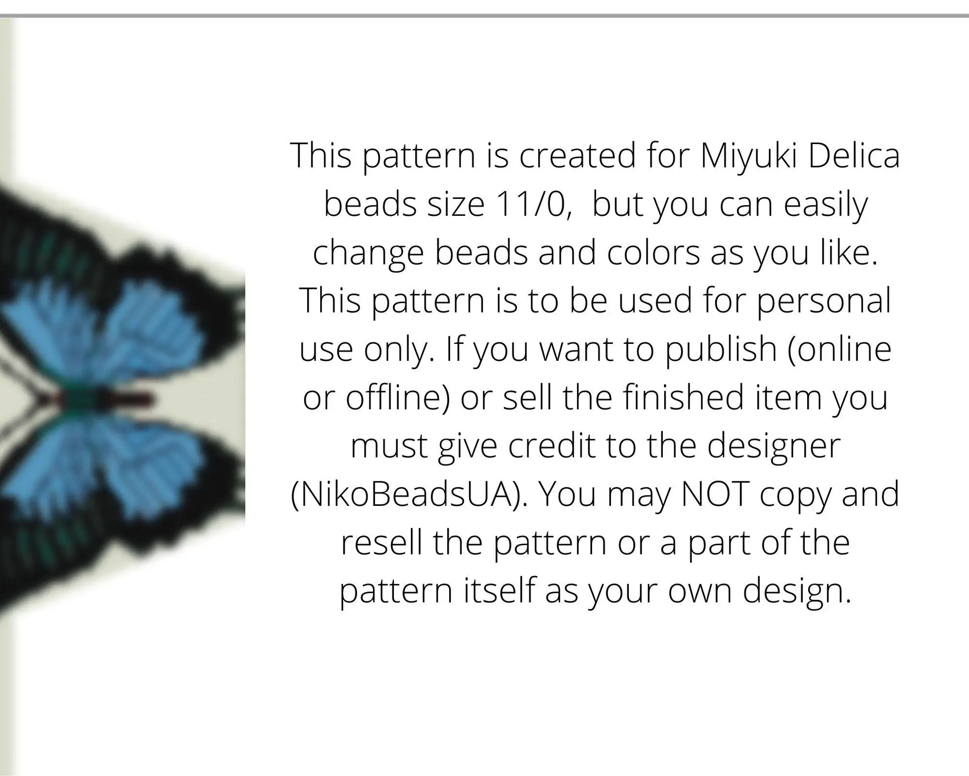 Blue Butterfly Beaded Loom Fringe Necklace Pattern NikoBeadsUA