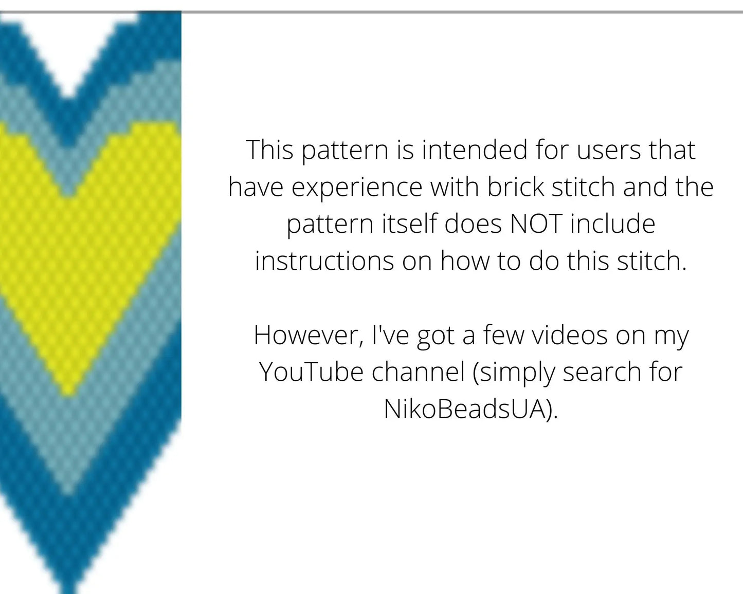 Blue Heart Brick Stitch pattern for beaded diamond pendant, earrings NikoBeadsUA