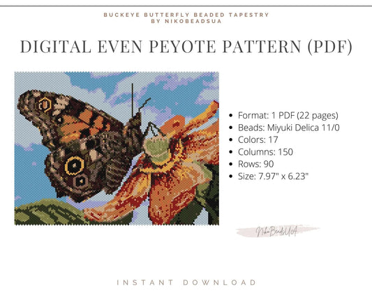 Buckeye even peyote pattern for beaded tapestry NikoBeadsUA