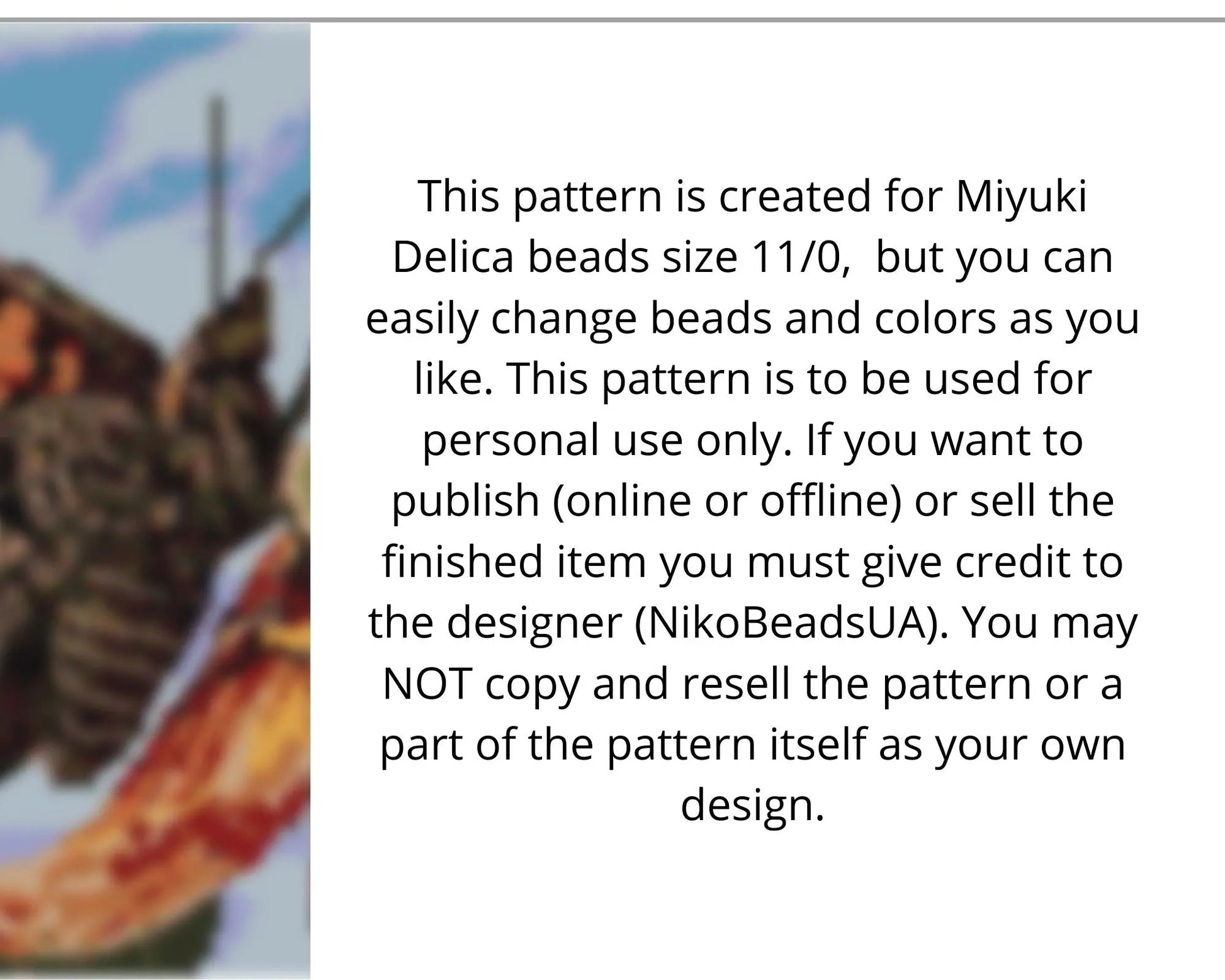 Buckeye even peyote pattern for beaded tapestry NikoBeadsUA