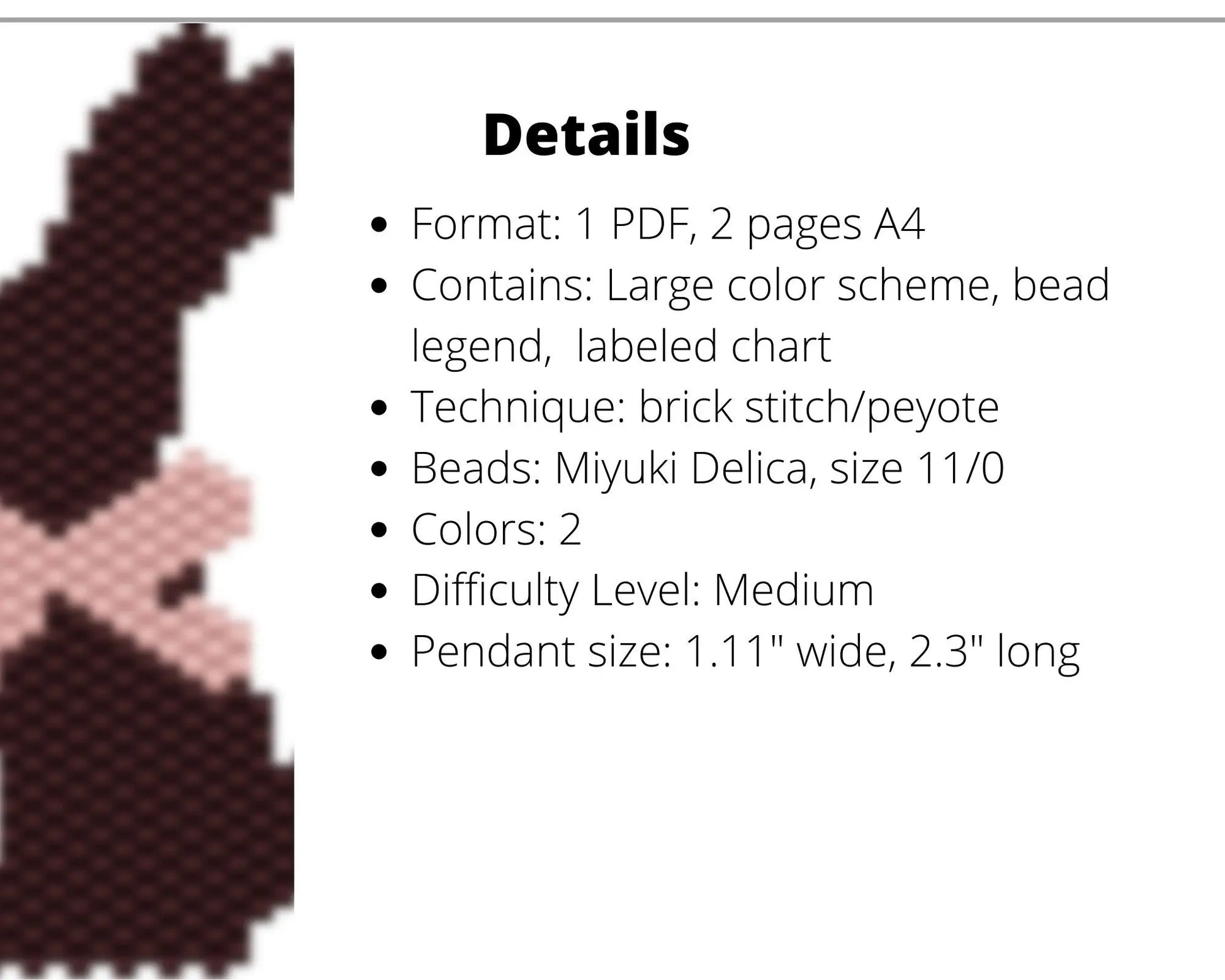 Bunny Brick Stitch pattern for beaded diamond pendant, earrings NikoBeadsUA