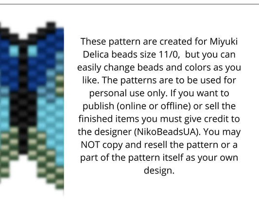 Butterflies Brick Stitch patterns set for beaded pendant and earrings NikoBeadsUA