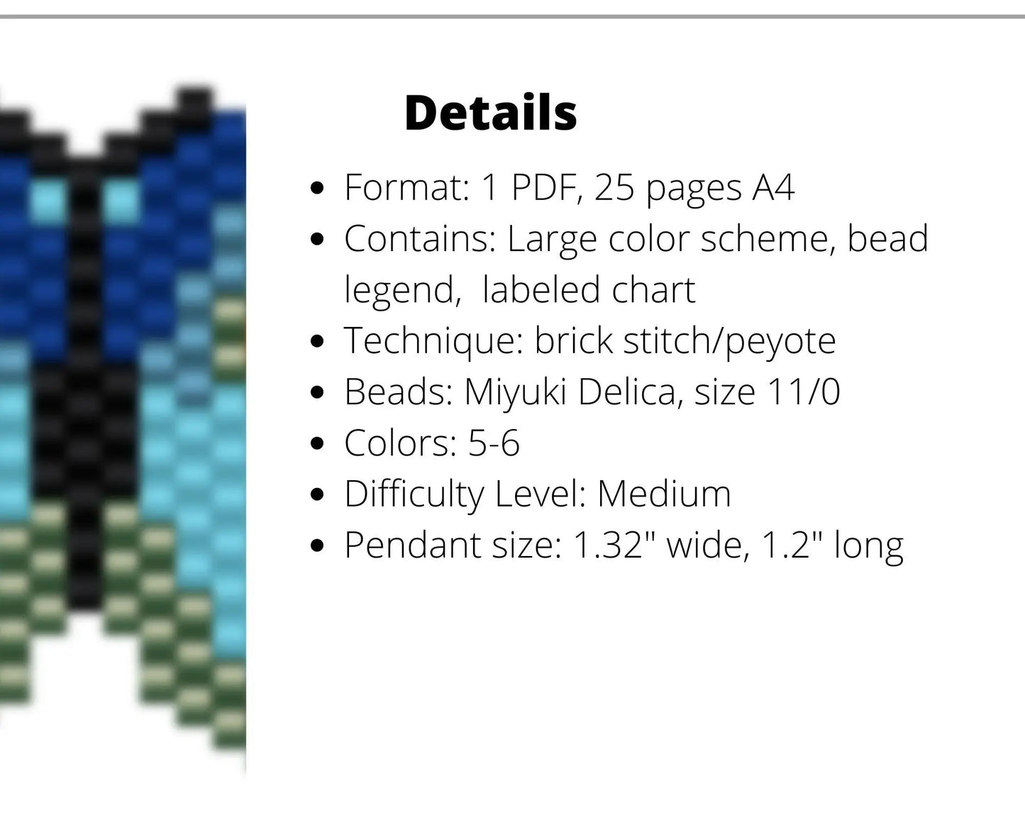 Butterflies Brick Stitch patterns set for beaded pendant and earrings NikoBeadsUA