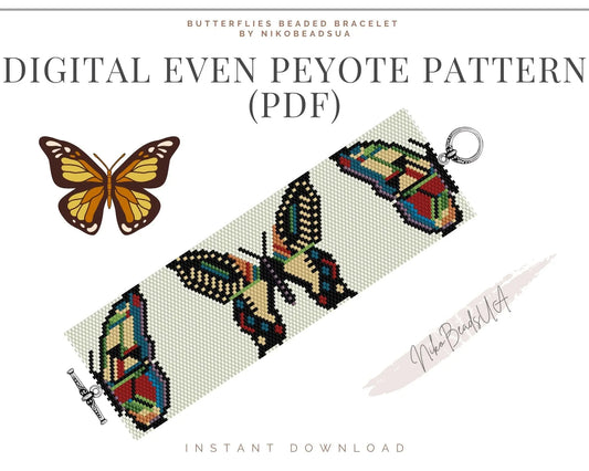 Butterflies even peyote pattern for beaded bracelet NikoBeadsUA